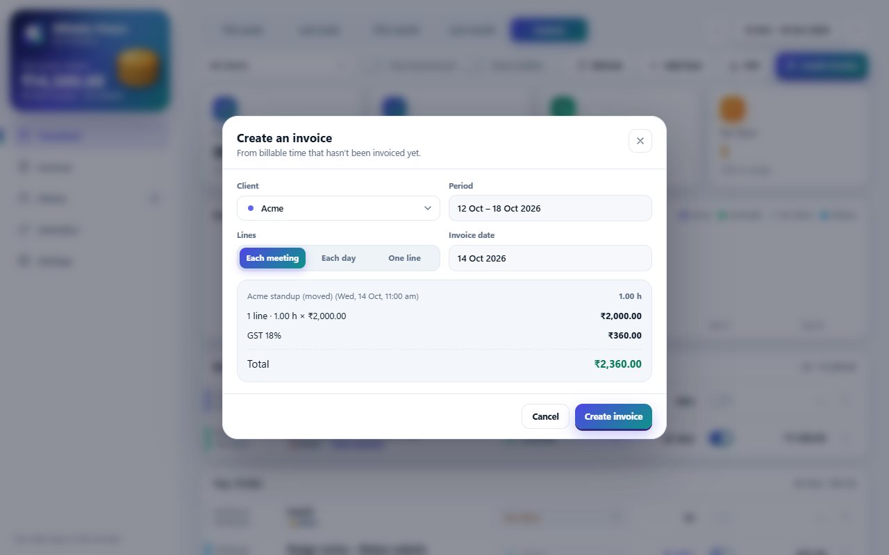 Creating an invoice from billable time